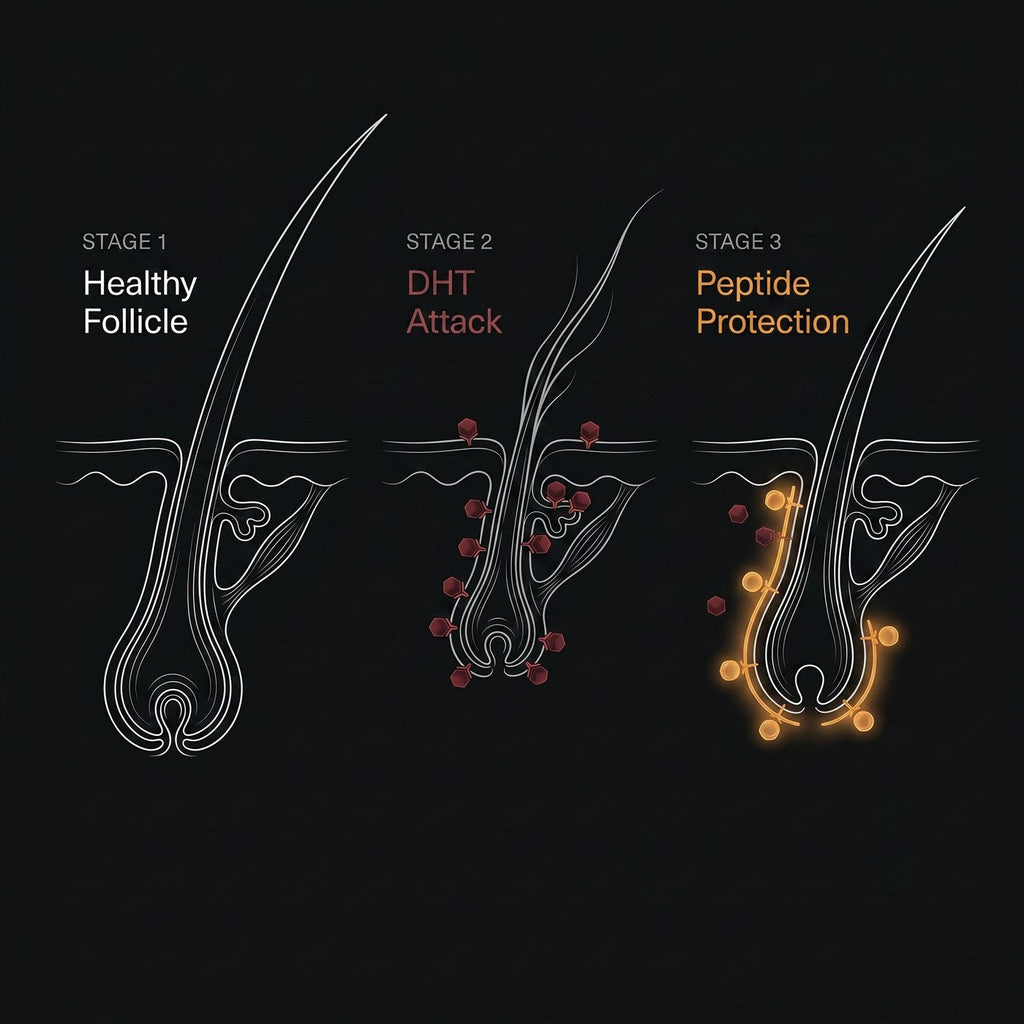 How GRWTH works: DHT attack and peptide protection